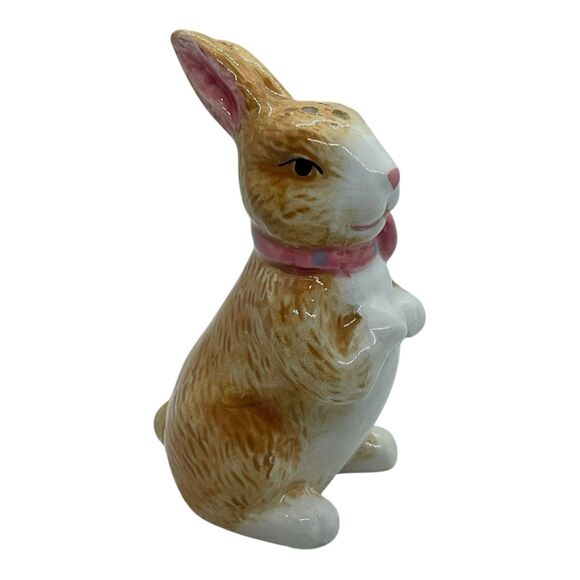 Vintage Brown Bunnies with Pink & Blue Bow around Neck Salt and Pepper Shakers - Picture 10 of 16